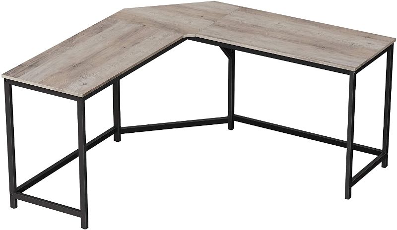 Photo 1 of VASAGLE ALINRU L-Shaped Computer Corner Desk, for Study, Home Office, Gaming, Space-Saving, Easy Assembly, Industrial Design, 58.7 x 58.7 x 29.5 Inches, Greige
