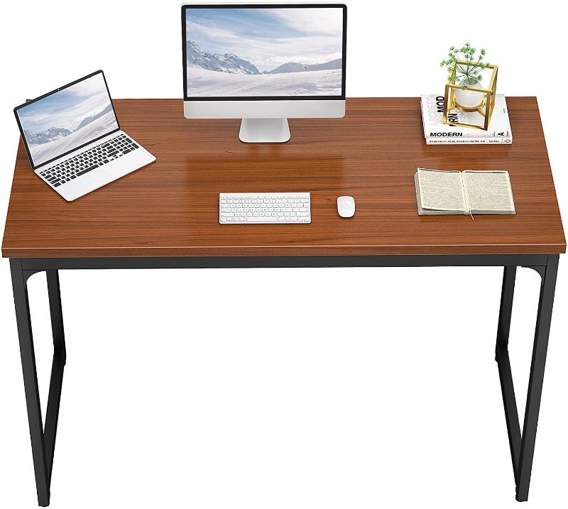 Photo 1 of Foxemart Computer Desk 47” Modern Sturdy Office Desk 47 Inch PC Laptop Notebook Study Writing Table for Home Office Workstation, Teak
