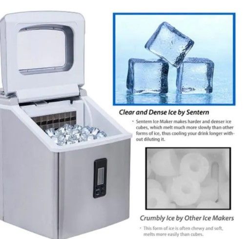 Photo 1 of 48 lbs. Freestanding Ice Maker in Stainless Steel with Ice Scoop for Home Use Countertop Portable
