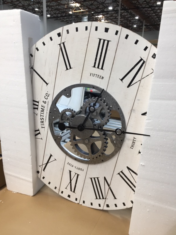 Photo 2 of 27 Shiplap Farmhouse Gears Wall Clock Aged White - FirsTime  Co.