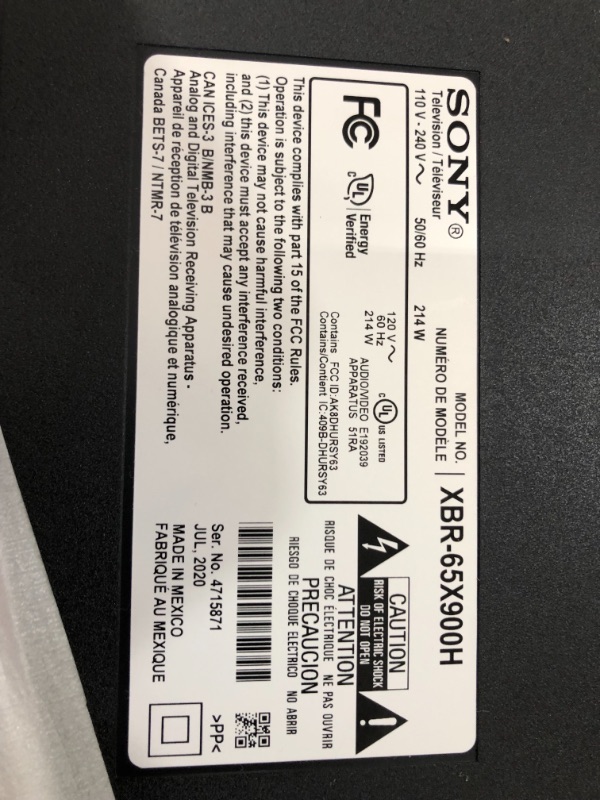 Photo 2 of Sony X900H 65-inch TV: 4K Ultra HD Smart LED TV with HDR, Game Mode for Gaming, and Alexa Compatibility - 2020 Model
