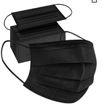 Photo 1 of (X7) 100PCS Black Disposable Face Mask 3 Ply Filter Protection Non Medical Face Masks Facial Cover

