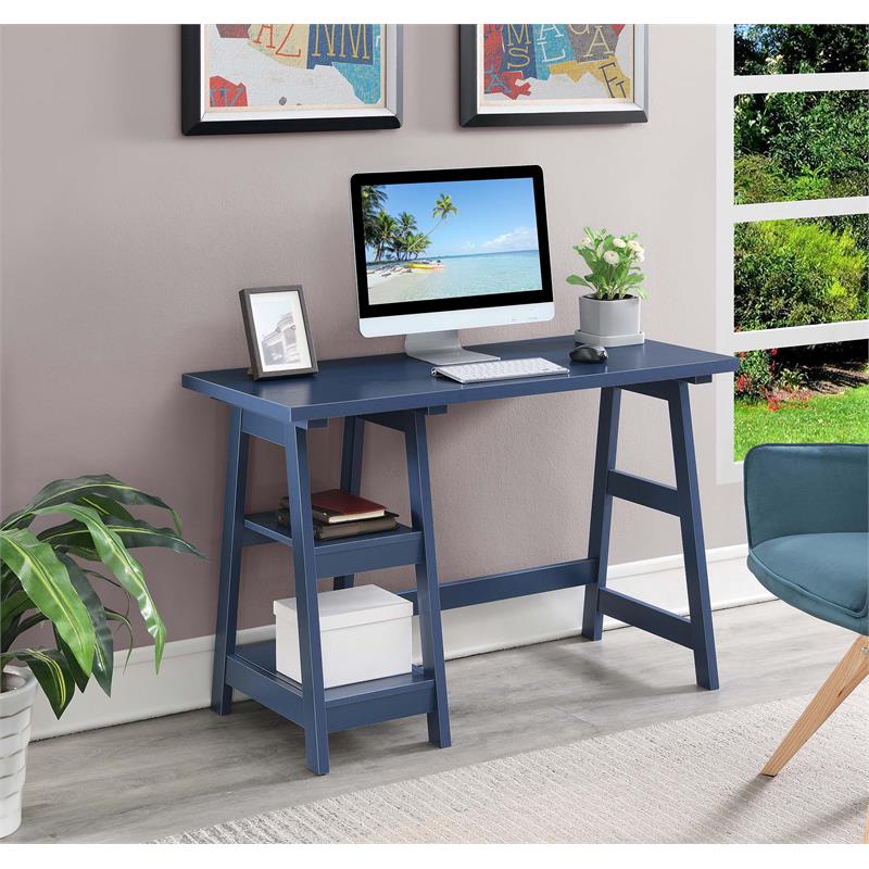 Photo 1 of Designs2Go Cobalt Blue Trestle Desk
