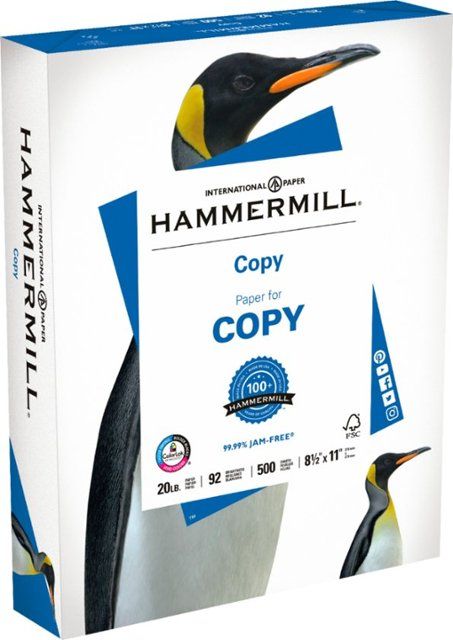 Photo 1 of 2 COUNT- Hammermill Copy Plus 8.5" x 11" Copy Paper, 20 lbs., 92 Brightness, 500/Ream (105007)
