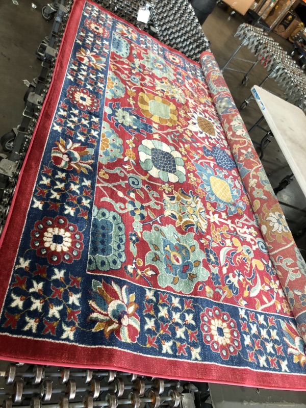 Photo 1 of 8 x 10 bordered floral pattern rug red and blue