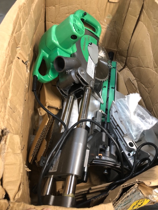 Photo 6 of **DAMAGED**
Metabo HPT 10-Inch Sliding Compound Miter Saw, Double-Bevel, Electronic Speed Control, 12 Amp Motor, Electric Brake,  (C10FSBS)
