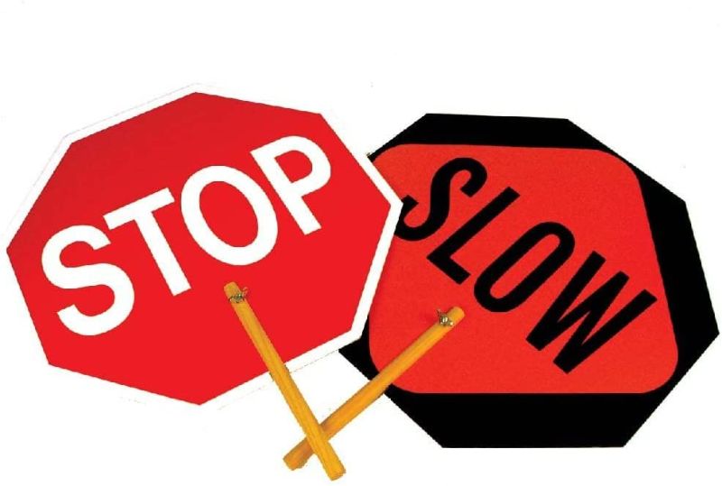 Photo 1 of **INCOPLETE**
One Double Sided Stop/Slow Sign Safe-T-Paddle, Lightweight Durable Hardboard Traffic Safety Sign, 18" x 18" Octagon, PS1 (1-Pack)
