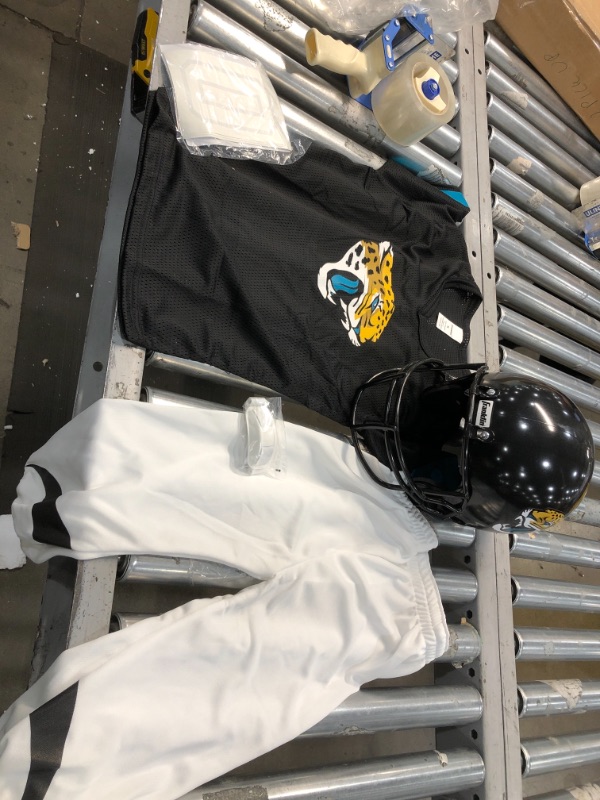 Photo 2 of Franklin Sports Jacksonville Jaguars Kids Football Uniform Set - NFL Youth Football Costume for Boys & Girls - Set Includes Helmet, Jersey & Pants - Medium 
