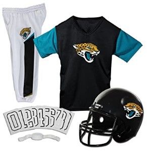 Photo 1 of Franklin Sports Jacksonville Jaguars Kids Football Uniform Set - NFL Youth Football Costume for Boys & Girls - Set Includes Helmet, Jersey & Pants - Medium 
