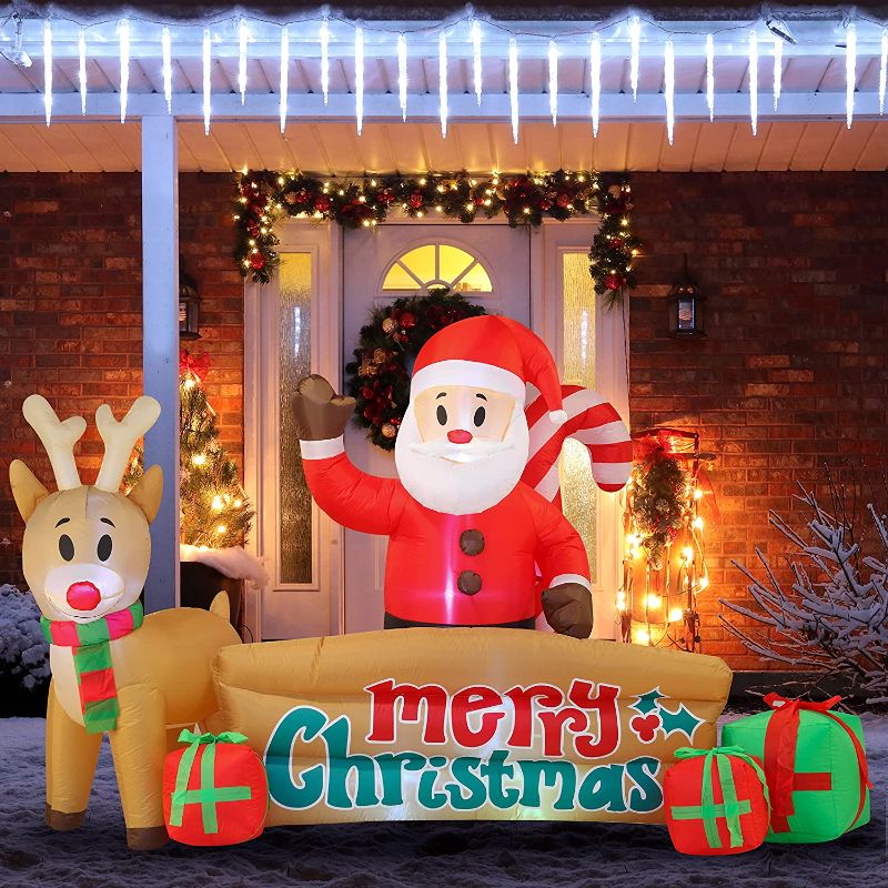 Photo 1 of **DAMAGED**
10 FT Long Xmas Sante Merry Christmas Sign Inflatable with Build-in LEDs Blow Up for Indoor Outdoor Yard Garden Party Lawn Winter Decor.
