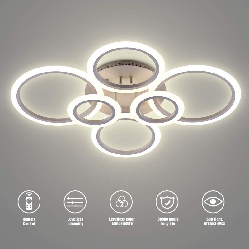 Photo 1 of **slightly different from stock photo**
Ceiling Light,Vander Life  Ceiling Lamp 6400LM White 6 Rings Lighting Fixture for Living Room,Bedroom,Dining Room,Dimmable Remote Control

