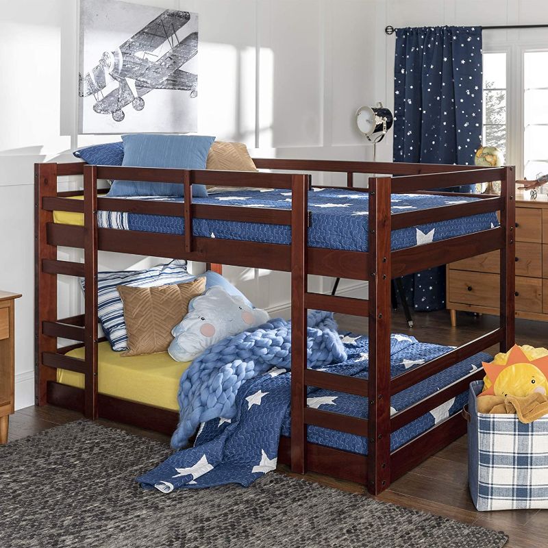 Photo 1 of BOX 1 OF 3 Walker Edison Alexander Classic Solid Wood Stackable Jr Twin over Twin Bunk Bed, Twin over Twin, Espresso
