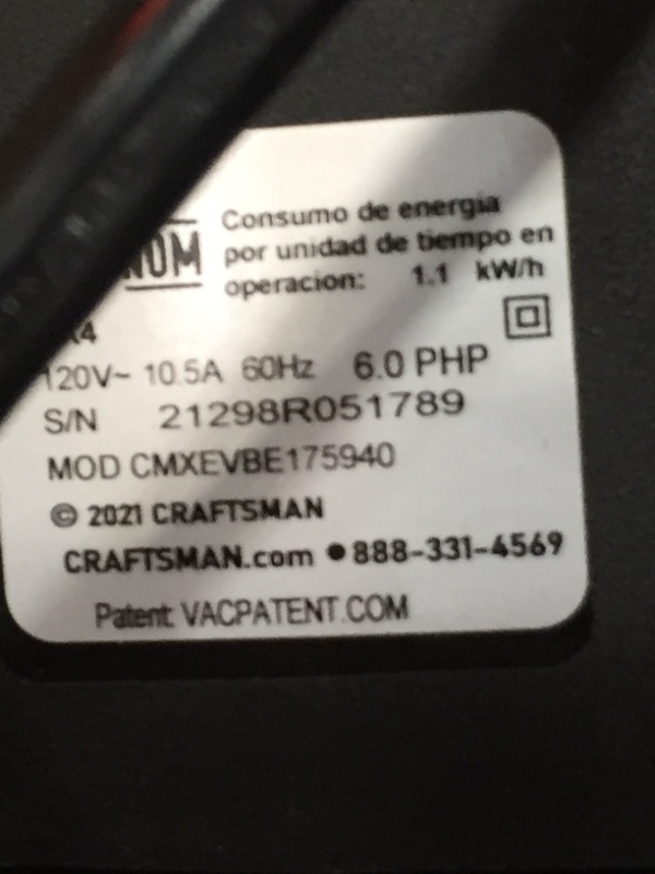 Photo 4 of **MISSING SOME ACCESSORIES**
Craftsman Cmxevbe17594 Corded Wet/Dry Vacuum, 12 gal.