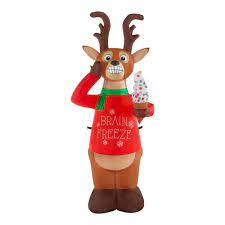 Photo 2 of 9 ft Pre-Lit LED Giant-Sized Santa Christmas Inflatable**NON FUNCTIONAL** & 6 ft Pre-Lit LED Animated Airblown Shivering Reindeer Christmas Inflatable** WORKING***
