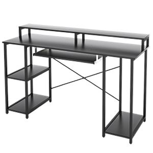 Photo 1 of TOPSKY Computer Desk with Storage Shelves, 23.2-Inch Keyboard Tray, Monitor Stand, Home Office Study Table (46.5 x 19-Inch black)