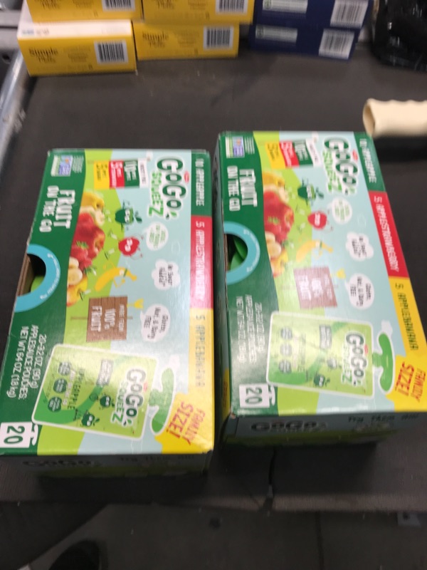 Photo 2 of 2 BOXES OF GoGo squeeZ Fruit on the Go Variety Pack, Apple Apple, Apple Banana, & Apple Strawberry, 3.2 oz. (20 Pouches) - Tasty Kids Applesauce Snacks - Gluten Free Snacks for Kids - Nut & Dairy Free - Vegan Snacks BB: 1-11-2022