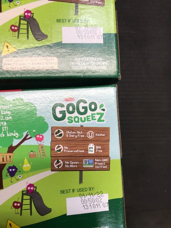 Photo 3 of 2 BOXES OF GoGo squeeZ Fruit on the Go Variety Pack, Apple Apple, Apple Banana, & Apple Strawberry, 3.2 oz. (20 Pouches) - Tasty Kids Applesauce Snacks - Gluten Free Snacks for Kids - Nut & Dairy Free - Vegan Snacks BB: 1-11-2022