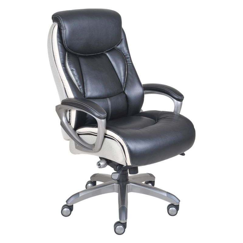 Photo 1 of **MISSING PARTS** Serta Smart Layers Ergonomic Leather Executive Office Chair in Black
