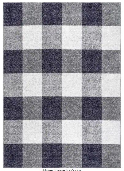 Photo 1 of Aisha Buffalo Plaid Navy 4 ft. x 6 ft. Indoor Area Rug
