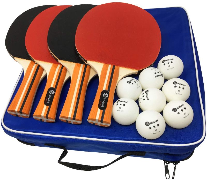 Photo 1 of 
JP WinLook Ping Pong Paddle Set (Good Spin) Premium Table Tennis Racket Set - 4 Player Pack; 8 Game Balls; Pingpong Accessories Racquets Bat Bundle Kit;