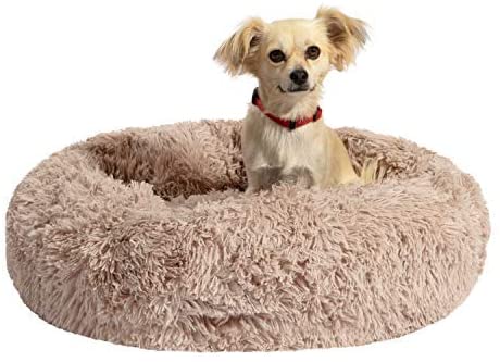 Photo 1 of 
Houseables Fuzzy Pet Bed, Cuddler for Dogs, Cats, 30” x 30” x 5”, Beige, Round, Plush Donut Pillow, Puppy, Anti-Anxiety, Comfort, Snuggle,..