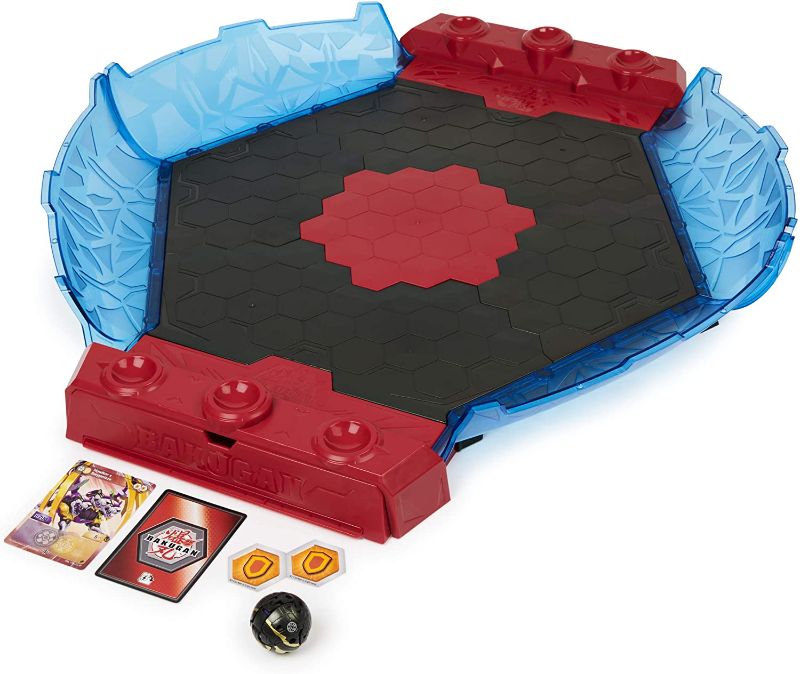 Photo 1 of 
Bakugan Battle League Coliseum, Deluxe Game Board with Exclusive Fused Howlkor x Serpenteze, for Ages 6 and up
Color:New Premium Battle Arena