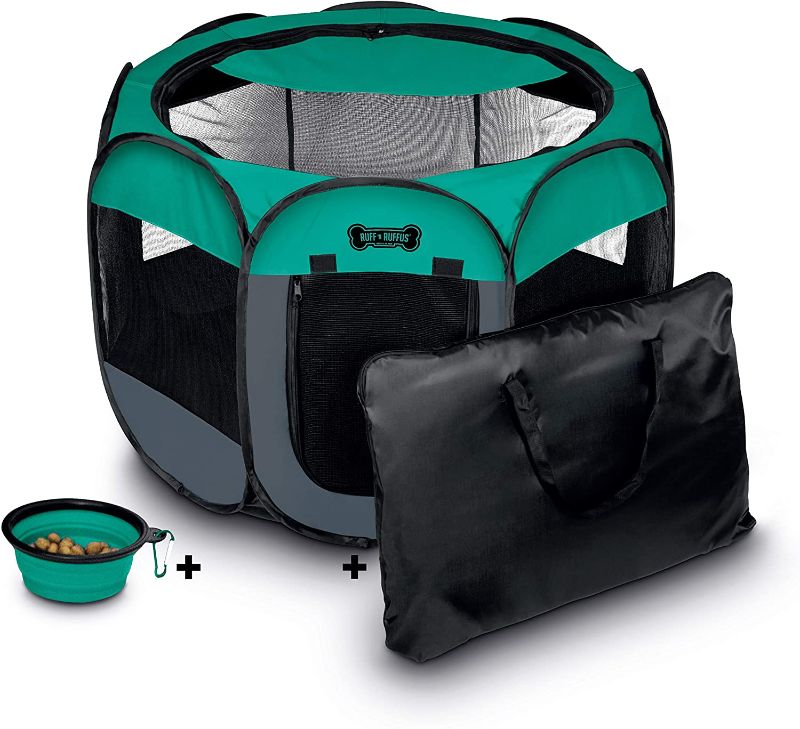 Photo 1 of 
Ruff 'n Ruffus Portable Foldable Pet Playpen + Free Carrying Case + Free Travel Bowl | Available in 3 Sizes Indoor/Outdoor Water-Resistant Removable Shade Cover