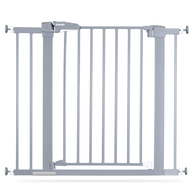 Photo 1 of BABELIO Metal Baby Gate Easy Install Pressure Mounted, 26-40 Inch Child Gate No Drilling, Extra Wide with Wall Protectors, Ideal for Narrow Stair or Doorway, White