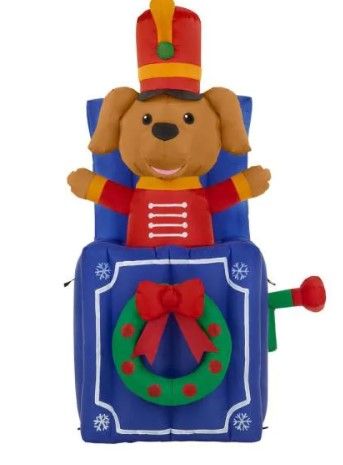 Photo 1 of 5 ft Pre-Lit LED Animated Airblown Pop Up Toy Soldier Dog Christmas Inflatable