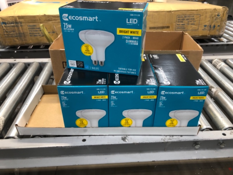 Photo 1 of 75-Watt Equivalent BR40 Dimmable ENERGY STAR LED Light Bulb Bright White 3000K (2-Pack)(4-2 PACKS)