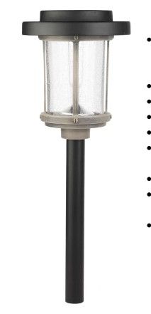 Photo 1 of 20 Lumens Solar 2-Tone Black and Grey Finish Diecast LED Landscape Pathway Light with Seedy Glass Lens and Vintage Bulb SET OF 2