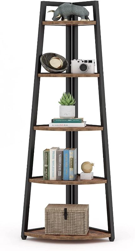 Photo 1 of  Tall Corner Shelf, 4 Tier Rustic Corner Bookshelf Industrial Corner Ladder Shelf Small Bookcase Plant Stand for Living Room, Kitchen,...
Color:Brown
Size:5-Tier