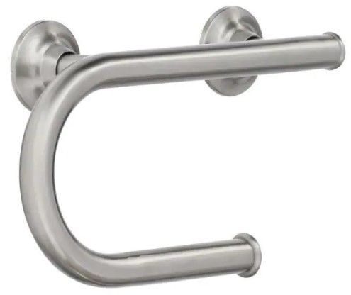 Photo 1 of Home Care 12 in. x 1 in. Screw Grab Bar with Integrated Paper Holder in Brushed Nickel