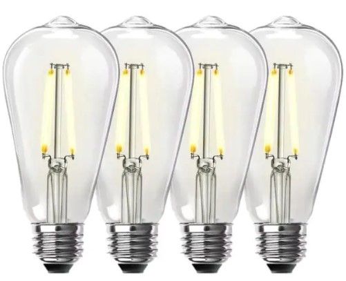 Photo 1 of 60-Watt Equivalent ST19 Dimmable Straight Filament Clear Glass Vintage Edison LED Light Bulb, Bright White (4-Pack)