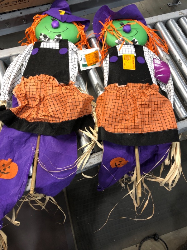 Photo 2 of 48 in. WITCH Scarecrow with Straw Face on Stick (Set of 2)