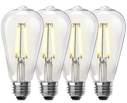 Photo 1 of 100-Watt Equivalent ST19 Dimmable Straight Filament Clear Glass Vintage Edison LED Light Bulb, Bright White (4-Pack)