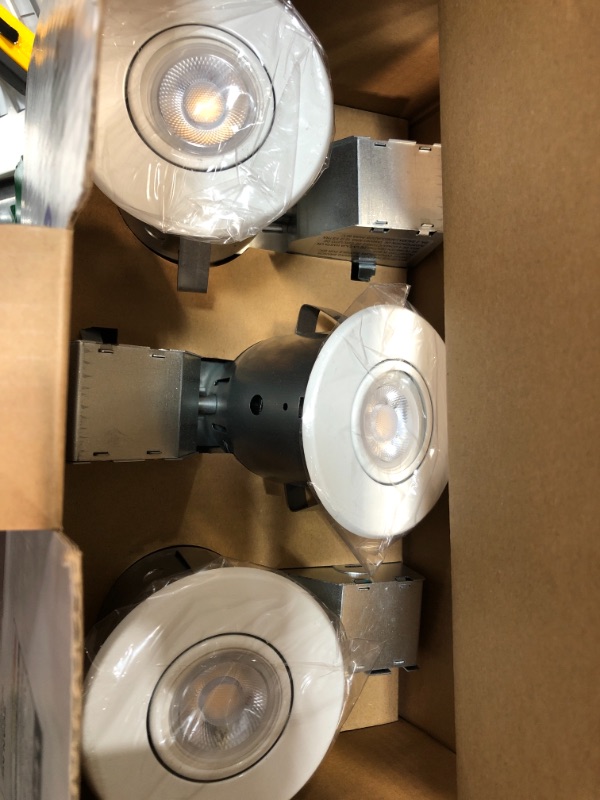 Photo 2 of 3 in. White LED Swivel Round New Construction Remodel Recessed Lighting Kit LED Bulbs Included (3-Pack)