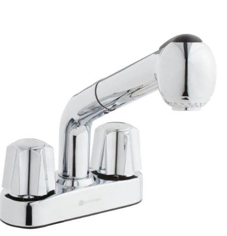 Photo 1 of 4 in. Centerset 2-Handle Pull-Out Sprayer Laundry Faucet in Chrome