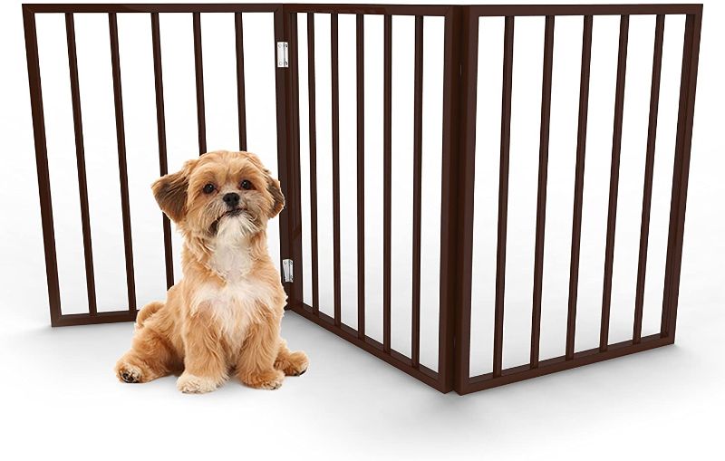 Photo 1 of 
PETMAKER Foldable, Free-Standing Wooden Pet Gate- Light Weight, Indoor Barrier for Small Dogs/Cats, Dark Brown, Step Over Doorway Fence, Rich Espresso,..