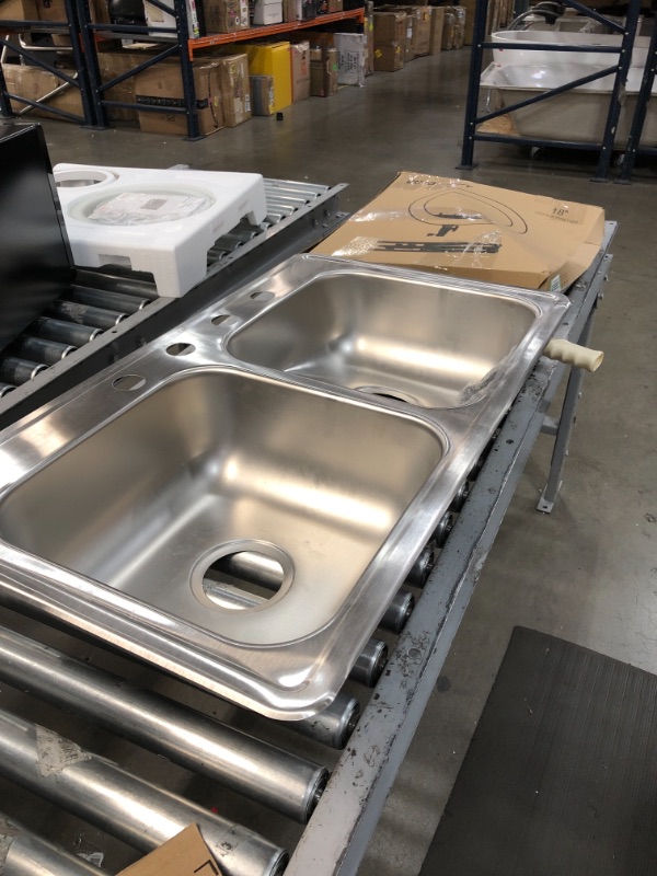 Photo 2 of Dayton Stainless Steel 33" x 19" x 6-7/16", Equal Double Bowl Drop-in Sink