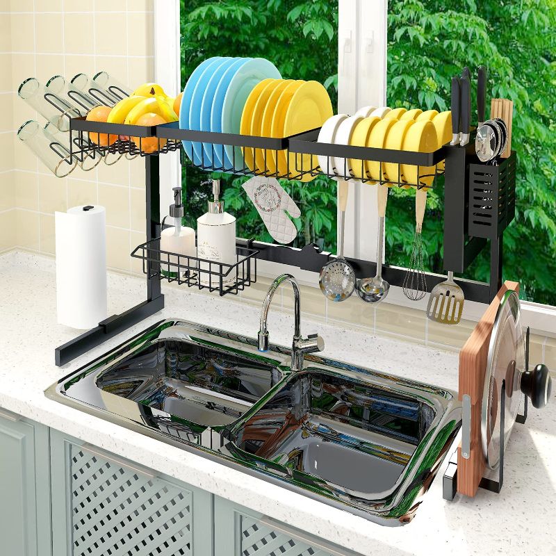 Photo 1 of 
?Fit for Sink 24"- 41" L, Expandable Dimension? Dish Drying Rack Over The Sink Snap-On Design 2 Tier Large 2021 Adbiu Dish Drainer Stainless Steel
Color:Black