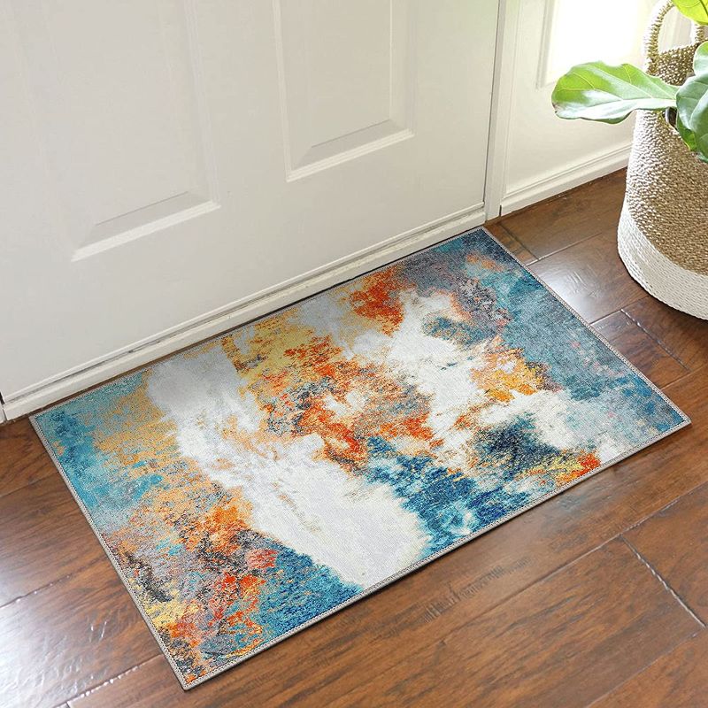 Photo 1 of 
Decomall Door Mat 2x3' Abstract Modern Contemporary Carpet Throw Rugs for Entryway Laundry Room, Blue Orange Multi, 24"x36"
Size:2x3'
Color:Orange Multi-wal07