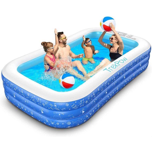 Photo 1 of TrekPow Inflatable Swimming Pool For Kids, 120"X72"X20" Blow Up Rectangular Pools Above Ground For Adults & Kiddie, Outdoor Big Rectangle Family Pool for Backyard Summer Water Games, and Baby Ball Pit