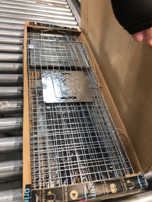 Photo 2 of ANT MARCH Live Animal Cage Trap 32''x11.5"x13" Steel Humane Release Rodent Cage Iron Door for Rabbits, Stray Cat, Squirrel,