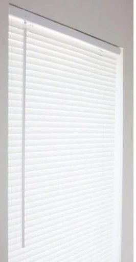 Photo 1 of Alabaster Cordless 1 in. Vinyl Mini Blind - 36 in. W x 64 in. L