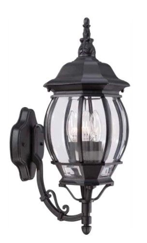 Photo 1 of Hampton Bay
3-Light Black Outdoor Wall Lantern Sconce