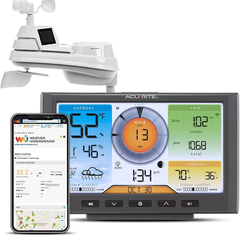 Photo 1 of 
AcuRite Iris (5-in-1) Home Weather Station with Wi-Fi Connection to Weather Underground with Temperature, Humidity, Wind Speed/Direction, and Rainfall...
Style:5-in-1 Station