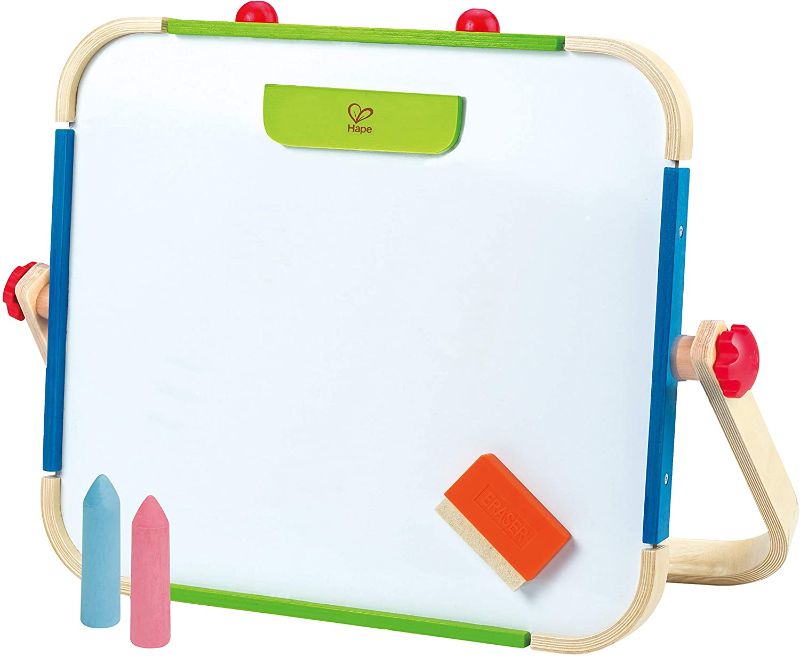 Photo 1 of 
Early Explorer Anywhere Table Top Art Studio by Hape | Award Winning Double-Sided Wooden Kids Easel Whiteboard/Chalkboard with 2 Chalk Pieces, Eraser and...