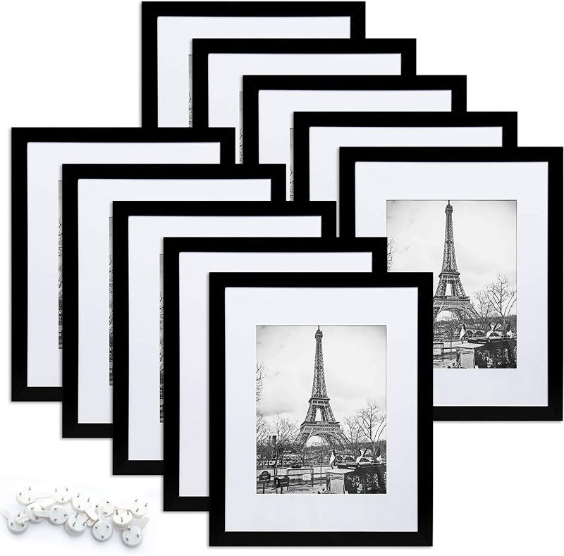 Photo 1 of 
upsimples 8x10 Picture Frame Set of 10,Display Pictures 5x7 with Mat or 8x10 Without Mat,Multi Photo Frames Collage for Wall or Tabletop Display,Black
Color:Black
Size:8x10