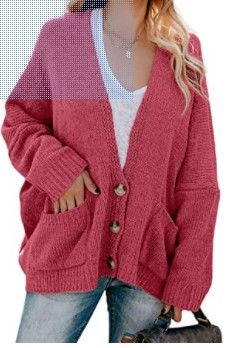 Photo 1 of BLENCOT Women's Autumn Full Sleeve Solid Color Button Down Cardigan Thin Knitted Open Sweaters Outwear LARGE
